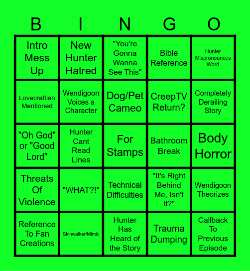 CREEPCAST BINGO Card