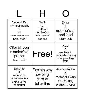 Back To Basics Bingo Card