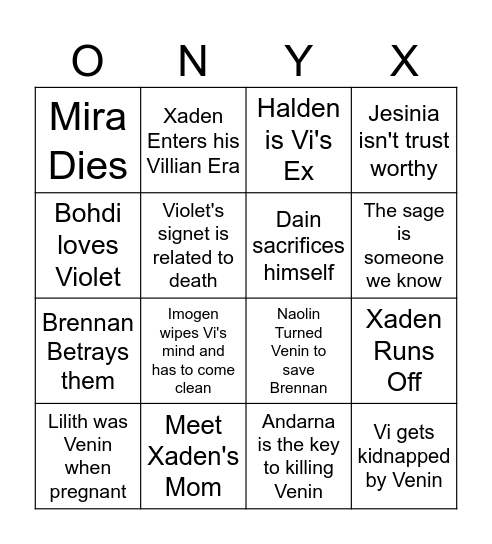 ONYX STORM Bingo Card
