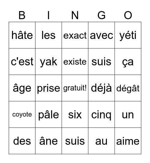 36-40 Bingo Card