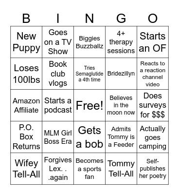 Amberlynn 2025: Hard/Silly Mode Bingo Card
