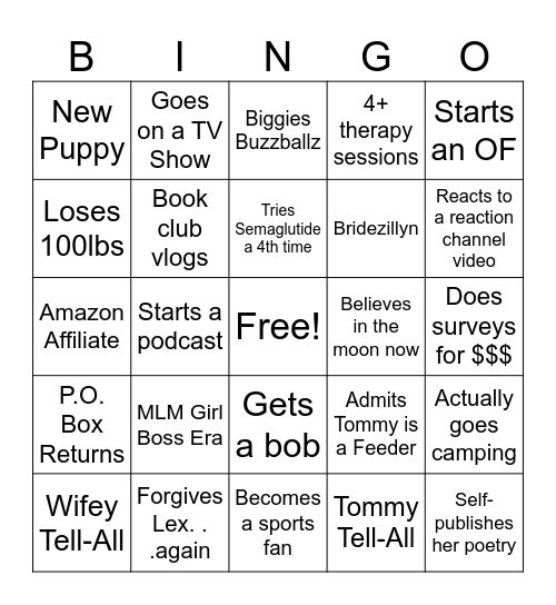 Amberlynn 2025: Hard/Silly Mode Bingo Card