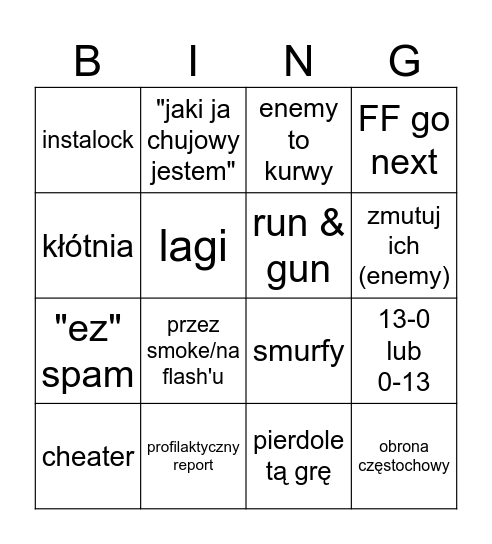 Valorant Bingo Card