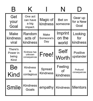 World Kindness Day! Bingo Card