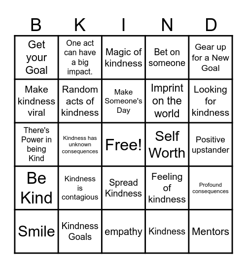 World Kindness Day! Bingo Card