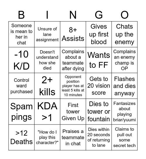MckBingo Card
