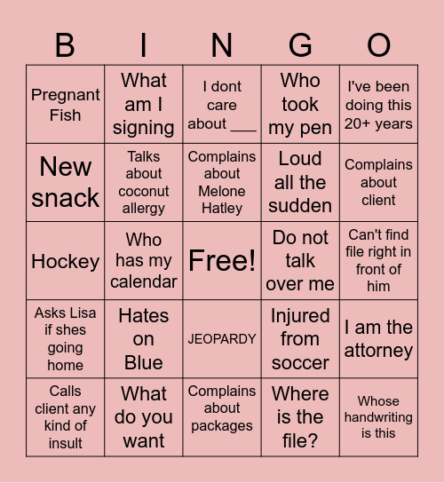 Simon Says Bingo Card