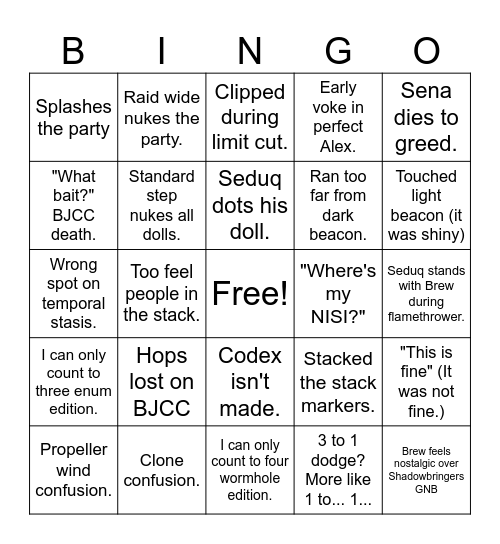 WOT TEA Bingo Card