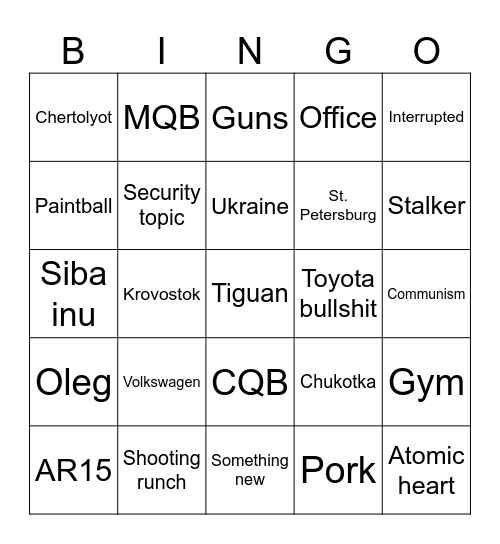 Bogdan bingo Card