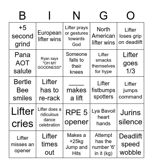 Sheffield 2025 Party Palooza Bingo Card