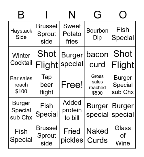 Brick's Bingo Card