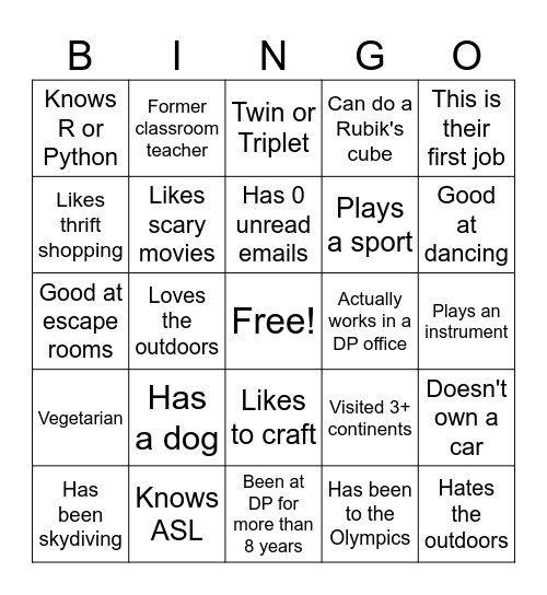 LSR Bingo Card