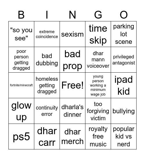 dhar bingo Card