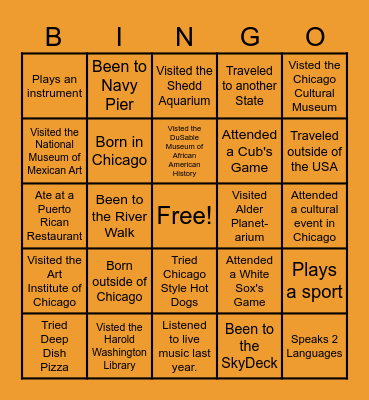 Social Bingo Card