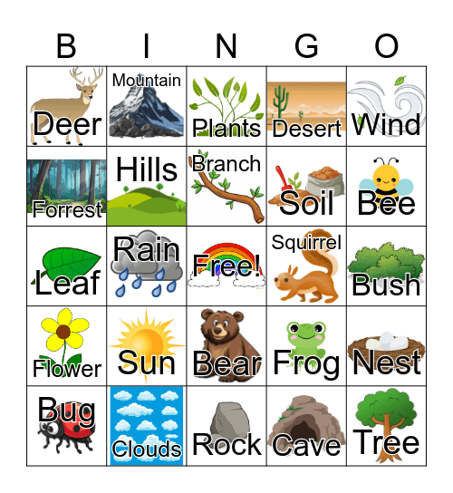 Nature Bingo Card