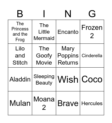Disney Bingo 2025 Bingo Card