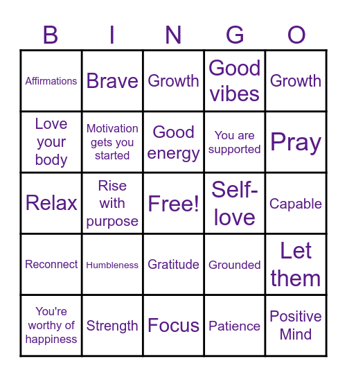 BINGOALS Bingo Card