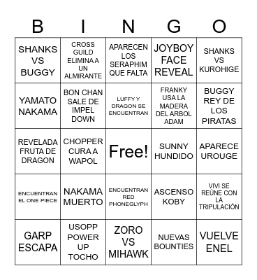 ONE PIECE 2025 Bingo Card