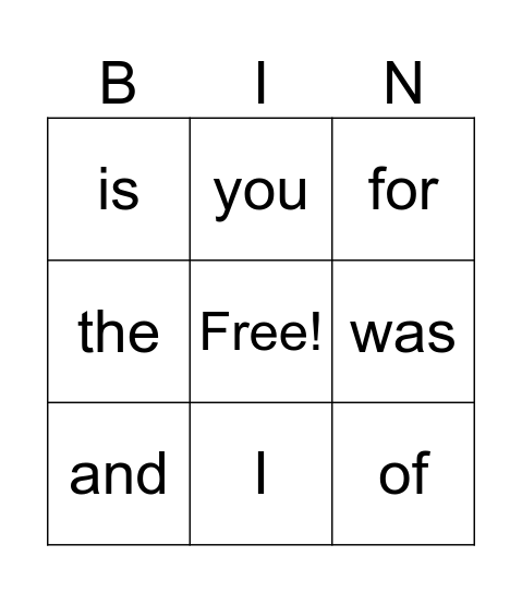 Heart words 1 Bingo Card