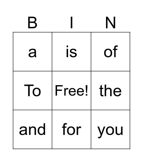 Heart words 1 Bingo Card