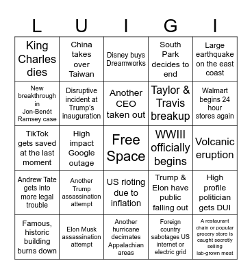 2025 Bingo Card