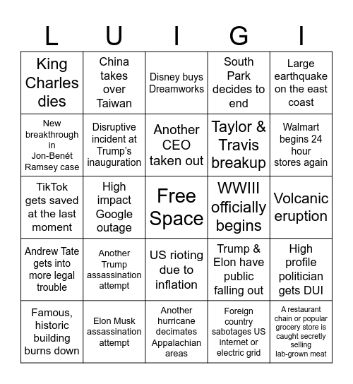 2025 Bingo Card