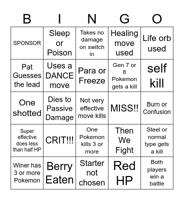 Then we fight videos Bingo Card
