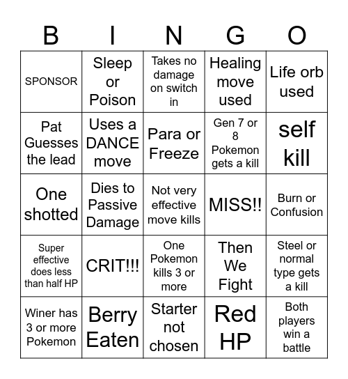 Then we fight videos Bingo Card