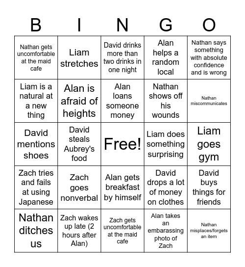 Aubrey's 2025 Japan Bingo Card Bingo Card
