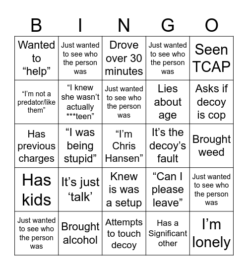 Cupcake Catcher Bingo Card