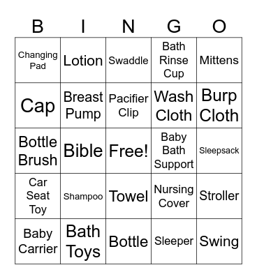 Baby Bingo Card