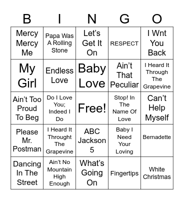 Motown Bingo Card