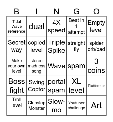 Recent tab bingo Card