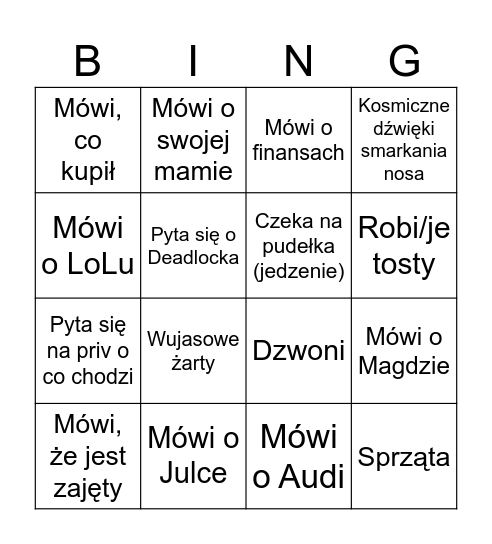 Krystian BOOMINGO Bingo Card