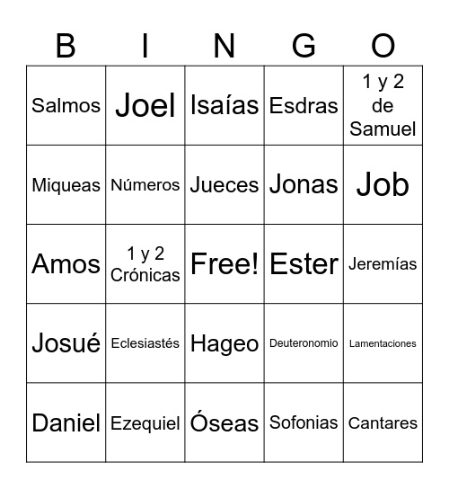 Biblia - Antiguo testamento Bingo Card