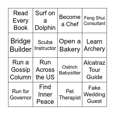 Retirement Bingo Card