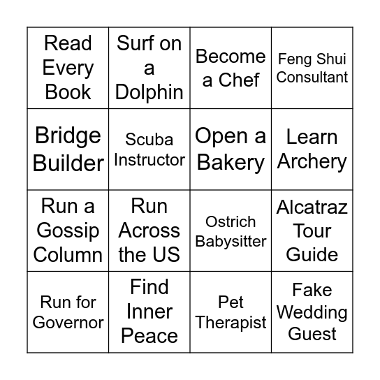 Retirement Bingo Card