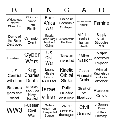 2025 Apocalypse Schadenfreude Bingo Card