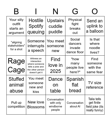 Party Bing Bingo Card