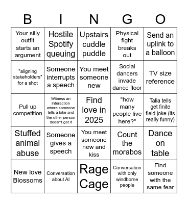 Party Bing Bingo Card