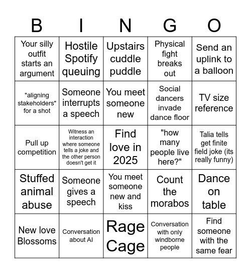 Party Bing Bingo Card