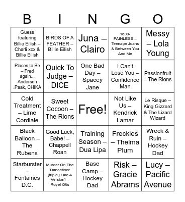 HOETTEST 100 BINGO Card