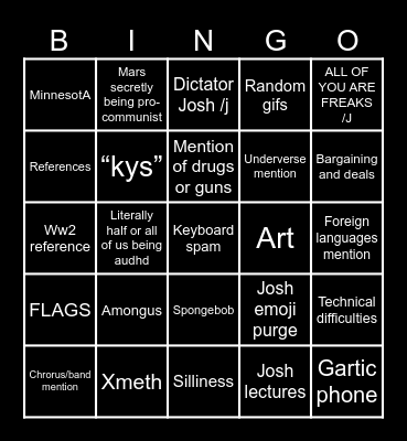 General silliness bingo Card
