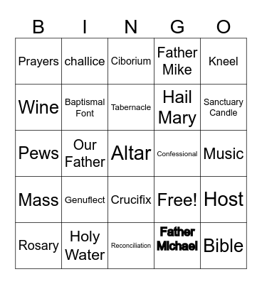 Church Bingo Card