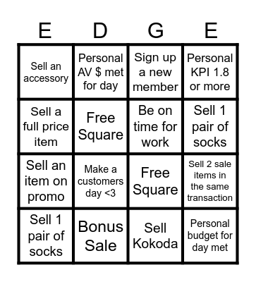 EDGE BINGO Card