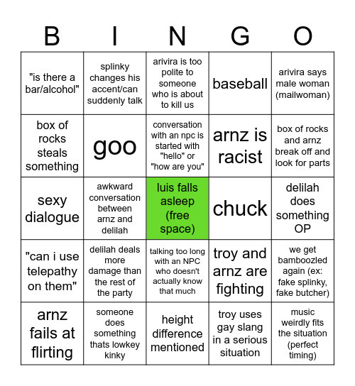 DUNGUN DRUNGUN Bingo Card