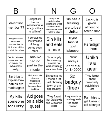 Gg dual rulers bingo Card