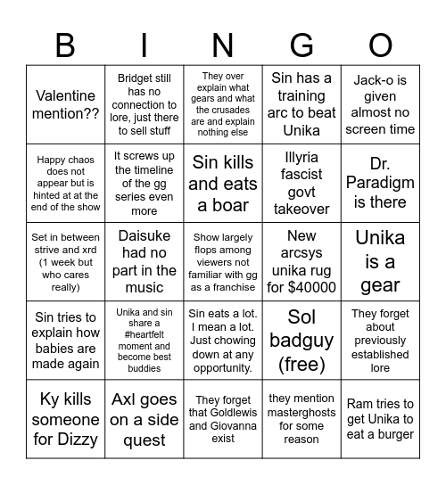 Gg dual rulers bingo Card