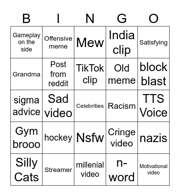 Instagram Reels bingo Card