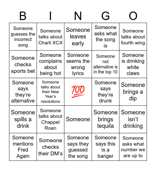 Hot 100 🥵 Bingo Card